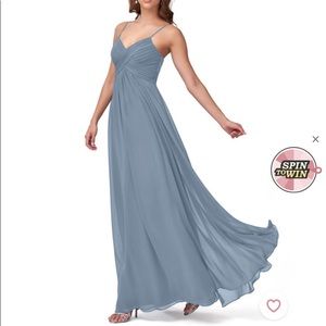 Azazie dusty blue bridesmaid dress